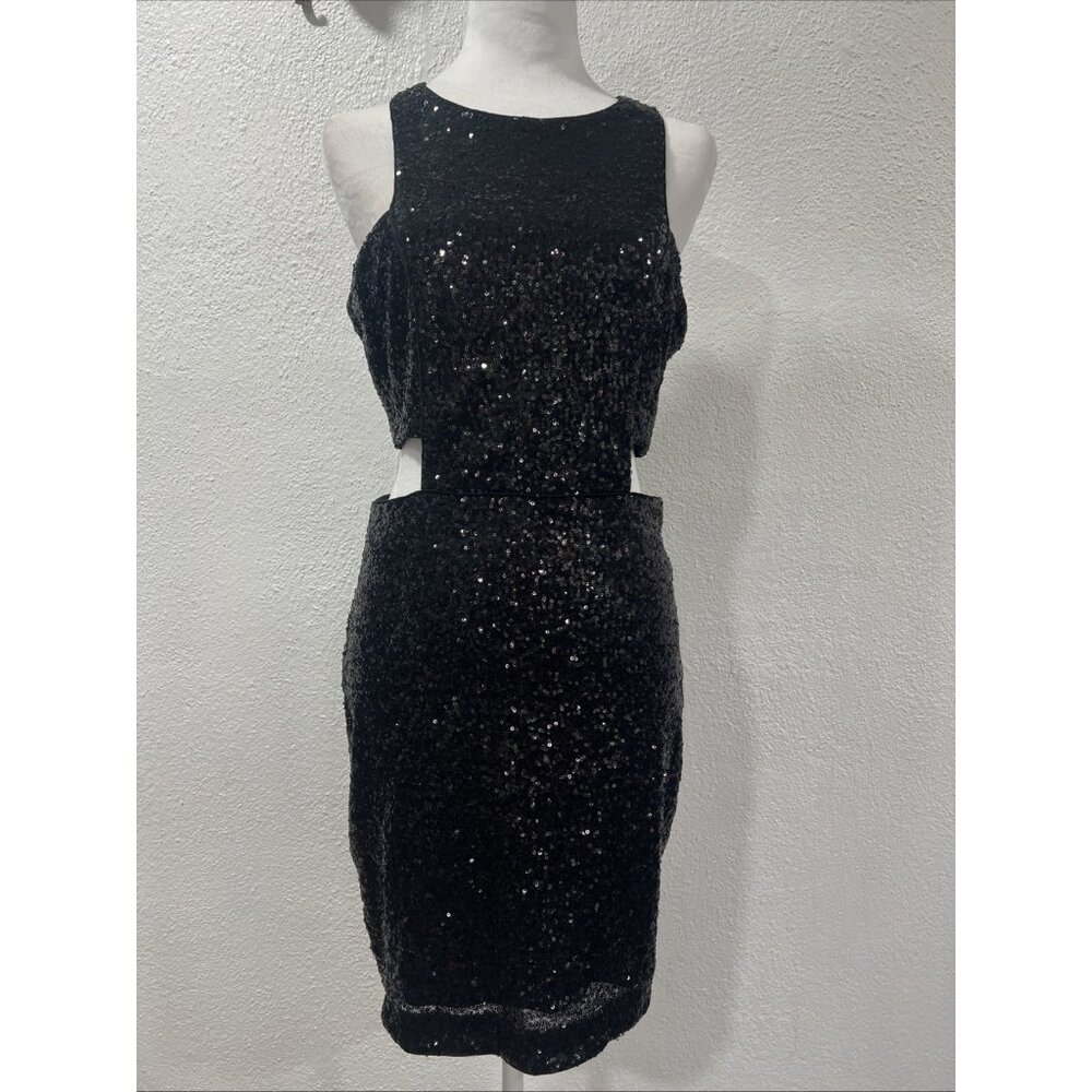 Express Black Sequined Peekaboo‎ Cocktail Dress Size 10